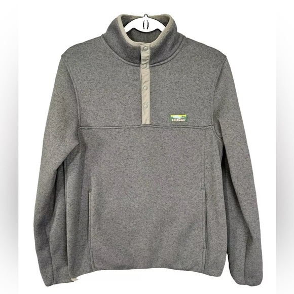 LL Bean Fleece Pullover Men's Small Gray Slightly Fitted Snap T Outdoor Hiking - Picture 1 of 7